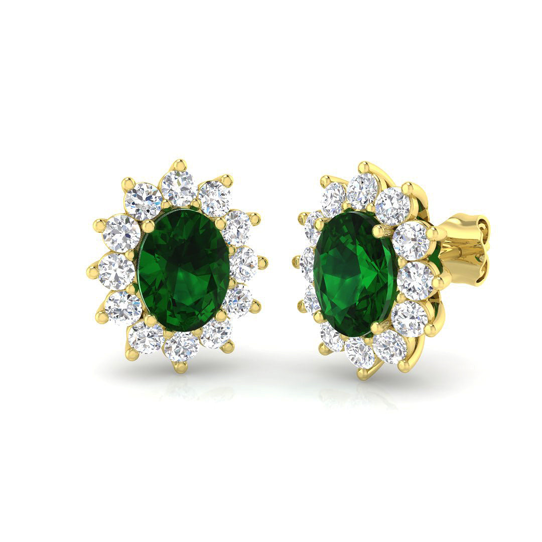 18ct Yellow Gold 3.71ct Emerald Earrings