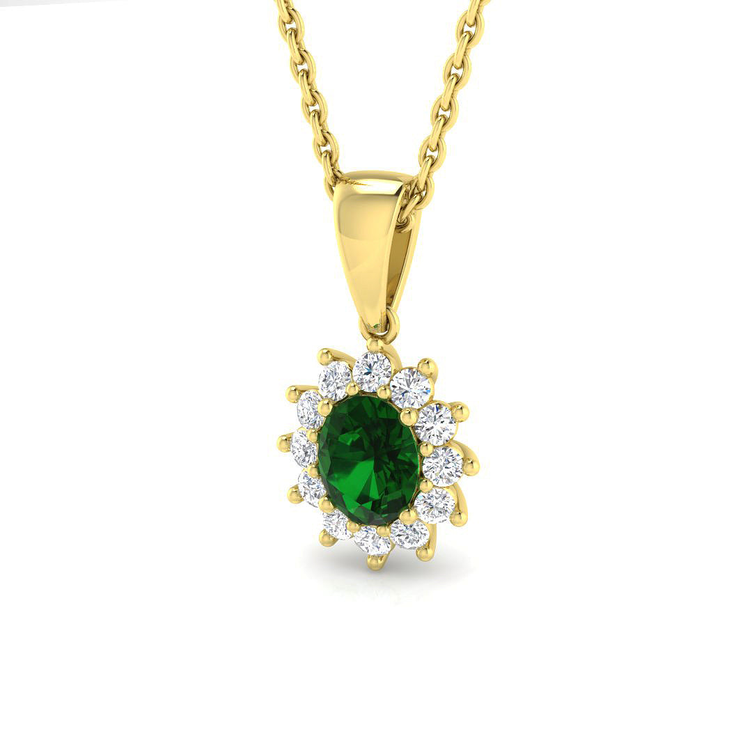 9ct Yellow Gold 0.49ct Emerald Pendant