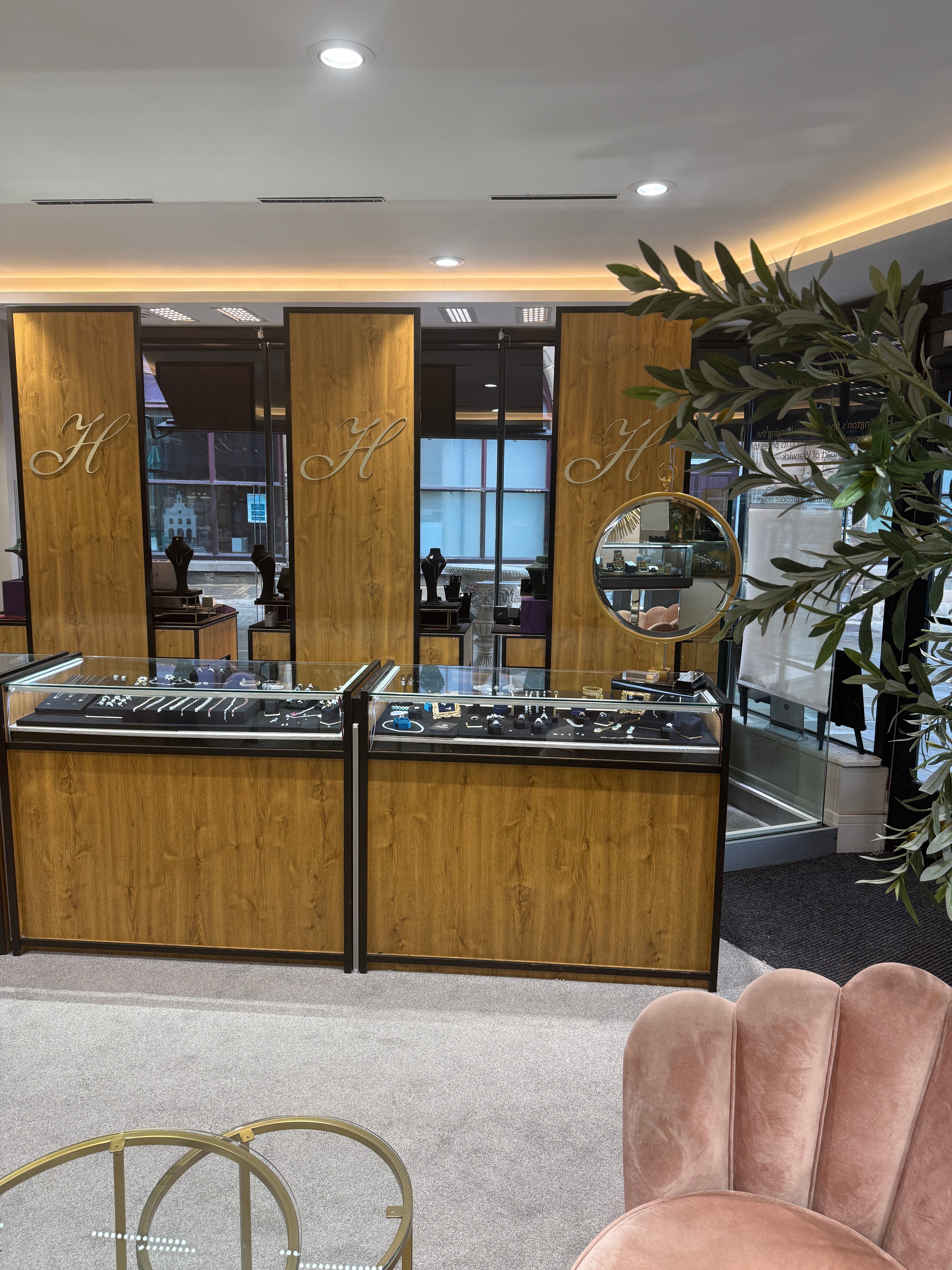 The Warwick Showroom - wood cabinetry and Hamlington's branding
