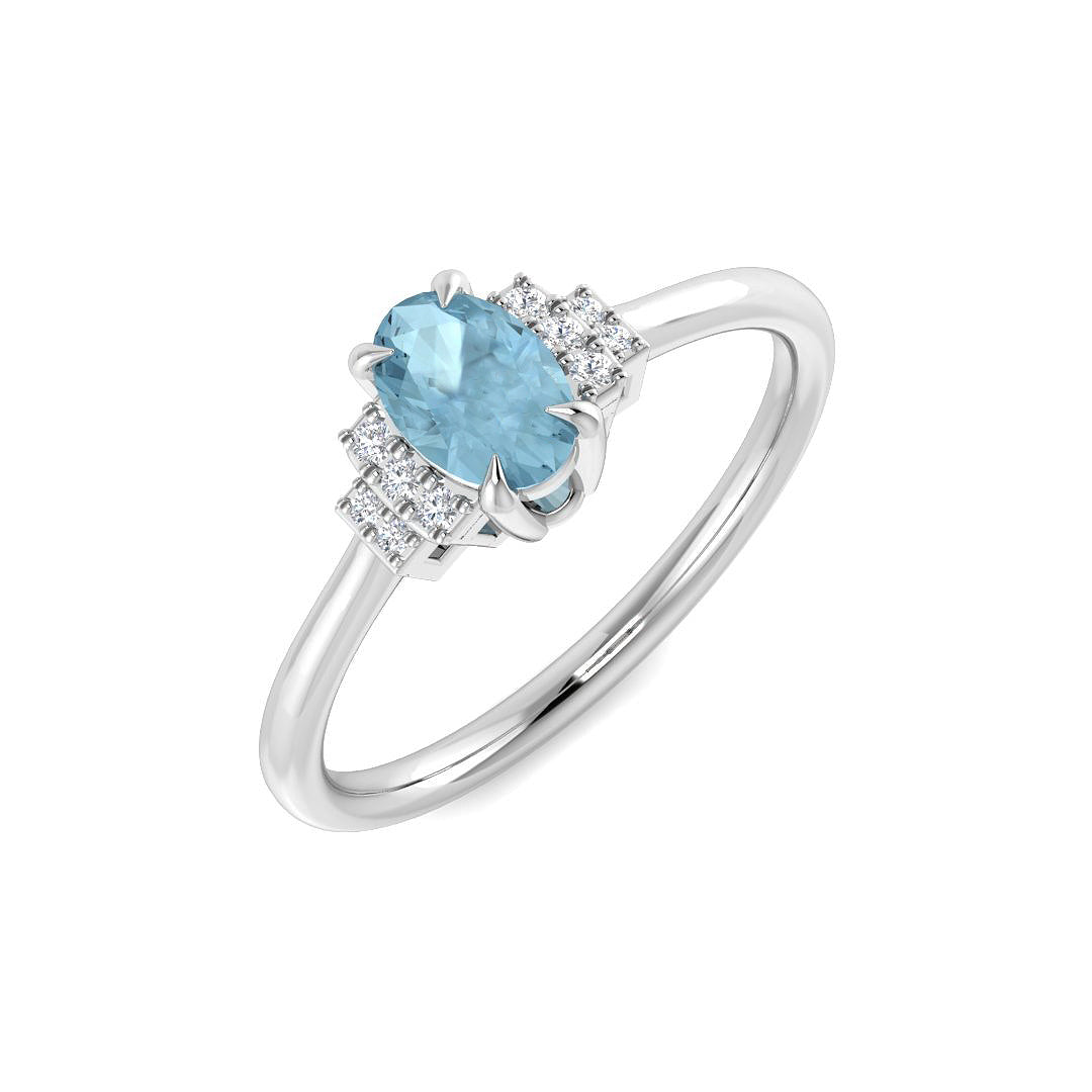 9ct White Gold 0.48ct Aquamarine Ring