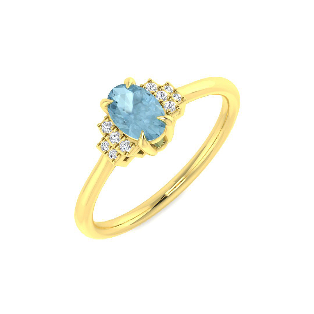 9ct Yellow Gold 0.48ct Aquamarine Ring