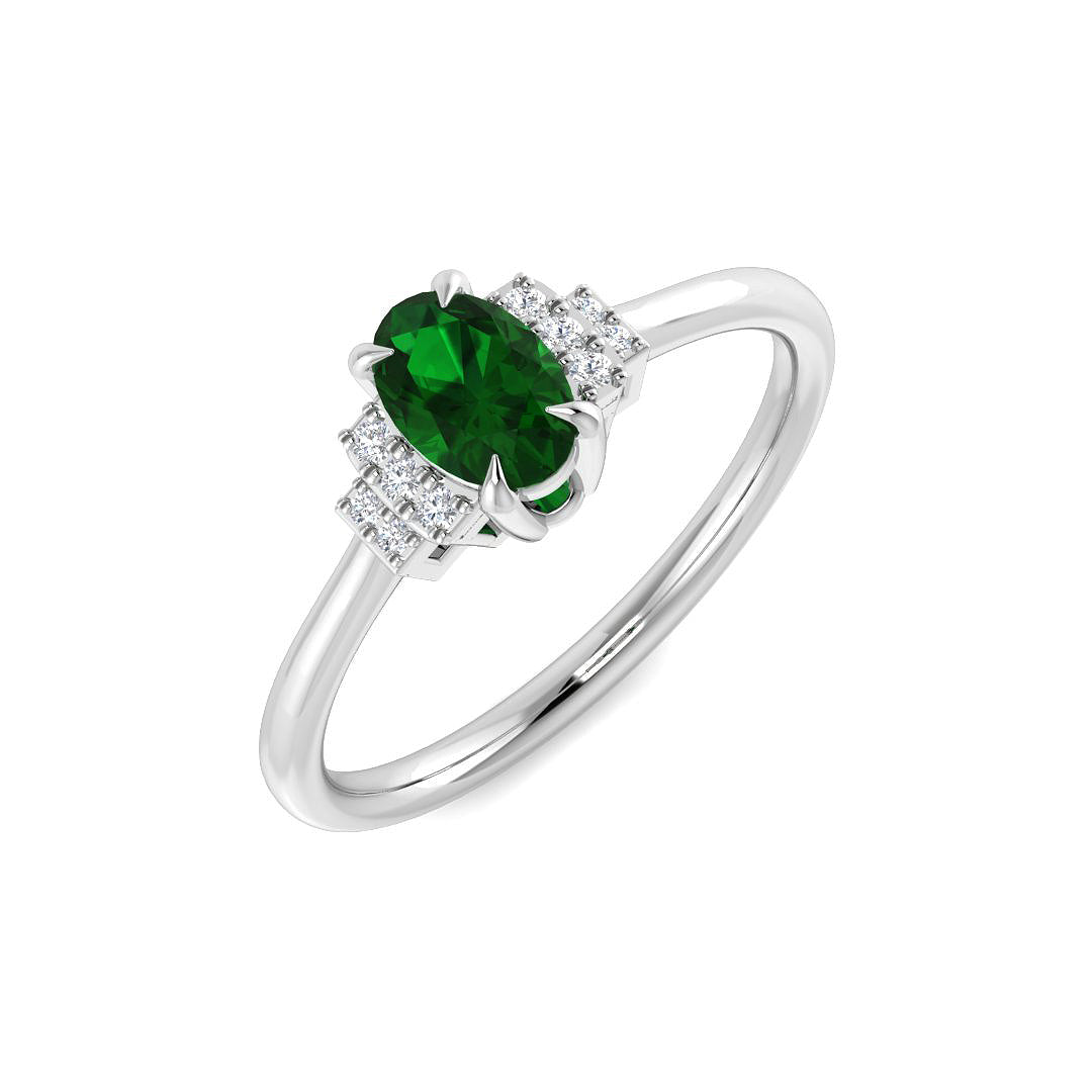 9ct White Gold 0.51ct Emerald Ring