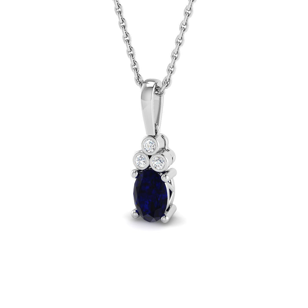 9ct White Gold 0.60ct Blue Sapphire Pendant