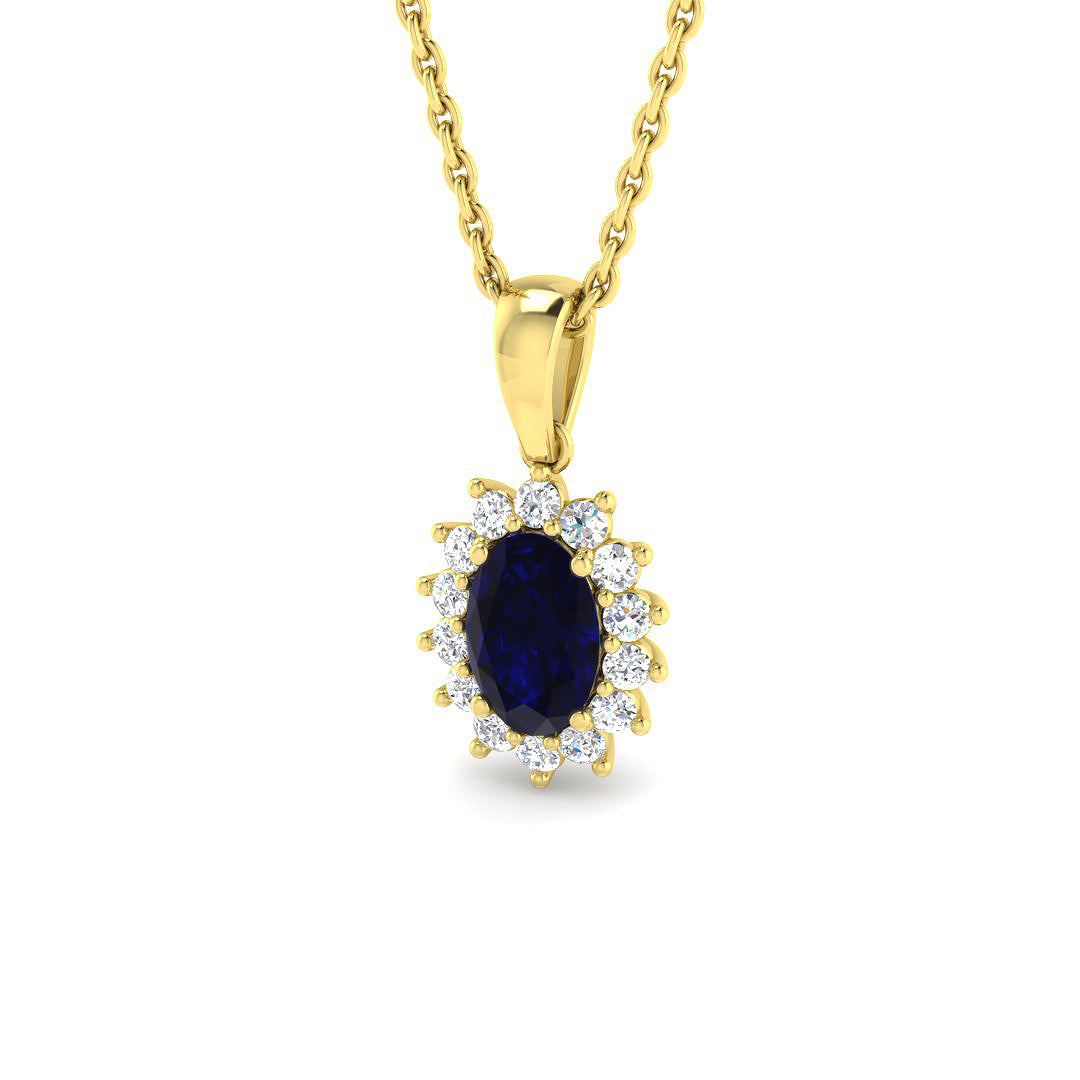 9ct Yellow Gold 0.65ct Blue Sapphire Pendant