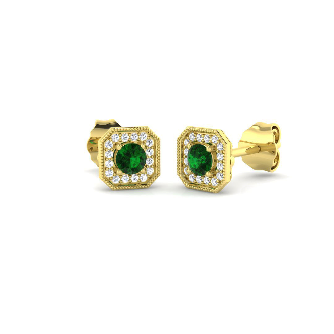 9ct Yellow Gold 0.27ct Emerald Earrings