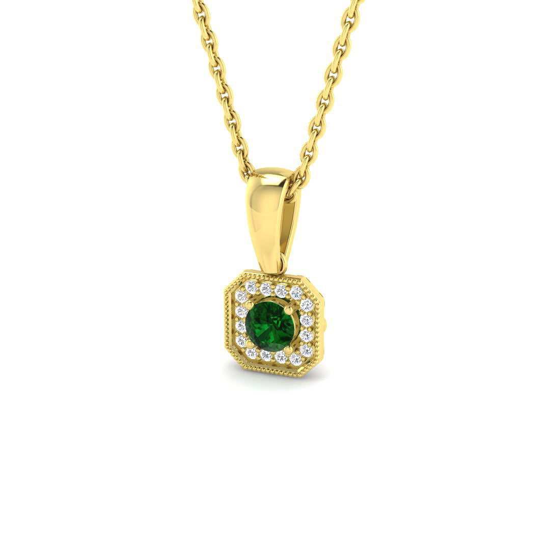 9ct Yellow Gold 0.15ct Emerald Pendant