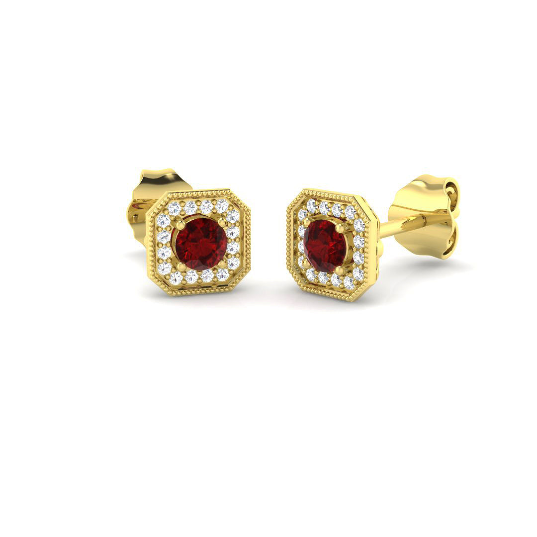 9ct Yellow Gold 0.35ct Ruby Earrings