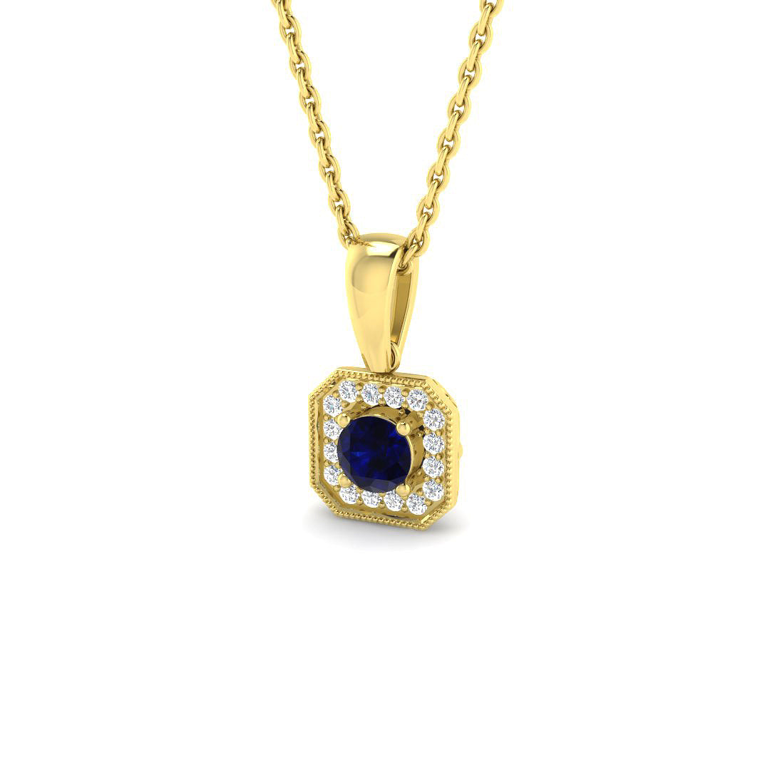 9ct Yellow Gold 0.29ct Blue Sapphire Pendant