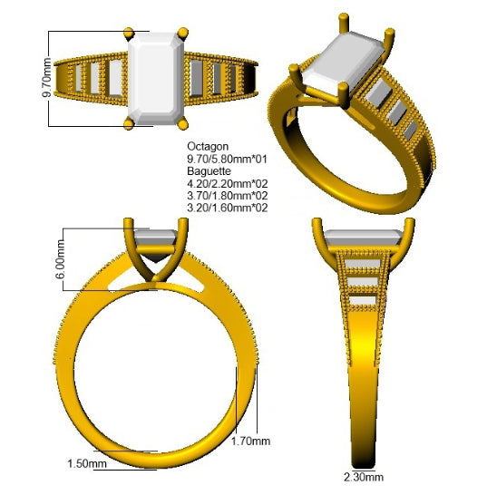9ct Yellow Gold 2.54ct D VS2 Laboratory Grown CVD Ring