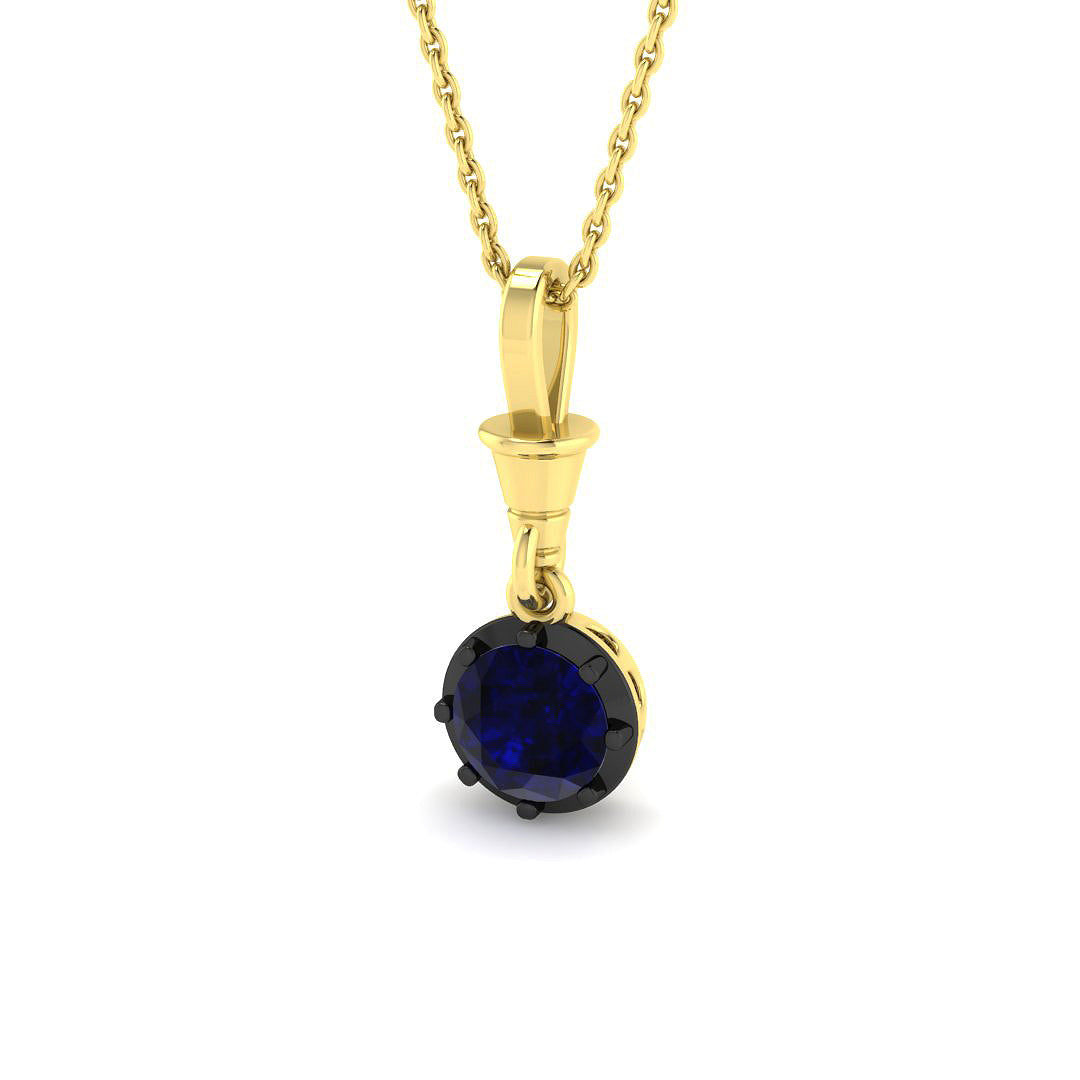 9ct Yellow Gold 1.00ct Blue Sapphire Pendant