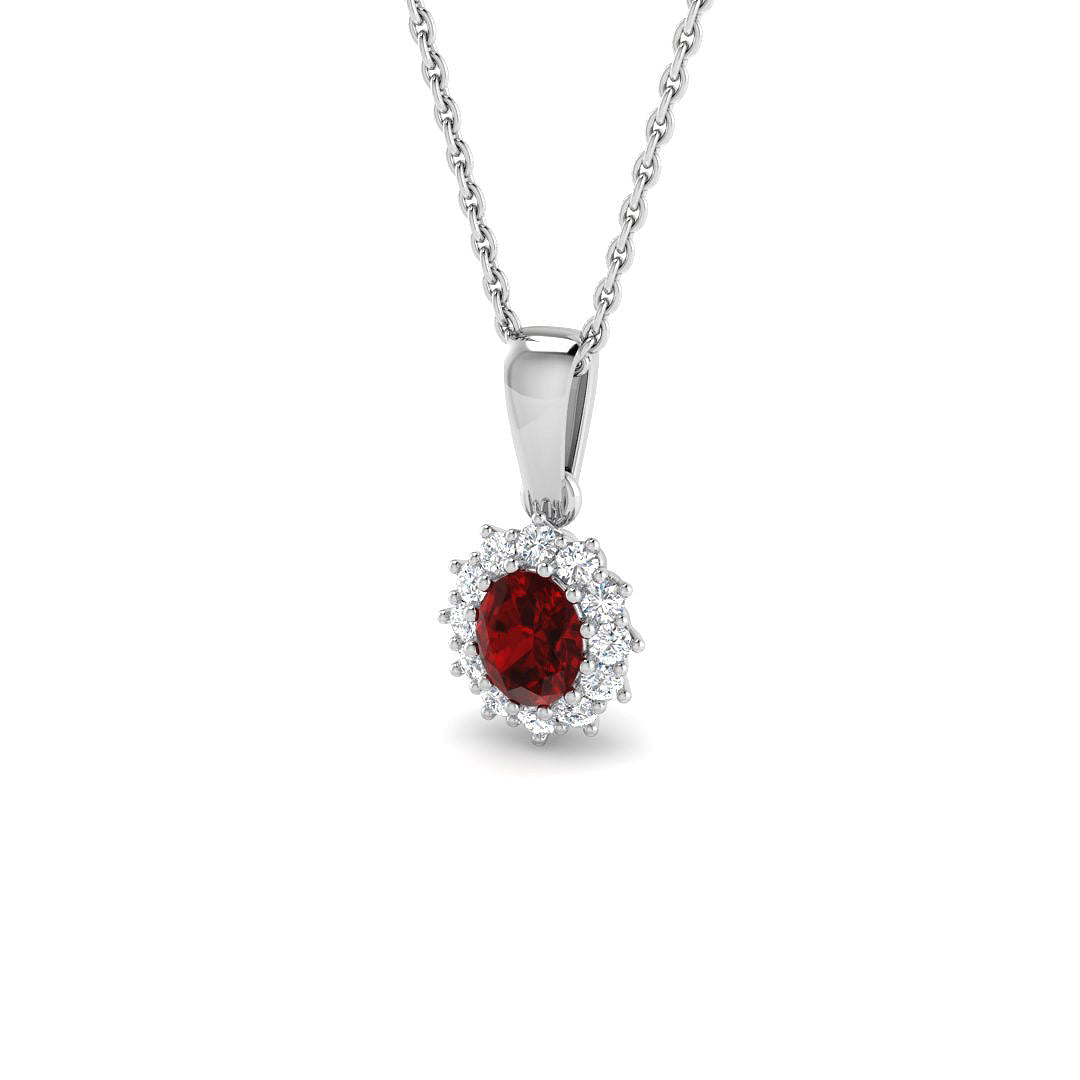 9ct White Gold 0.70ct Ruby Pendant