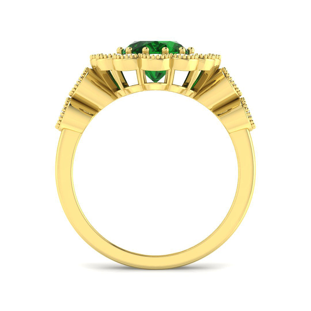 9ct Yellow Gold 2.88ct Laboratory Grown Lab Columbian Emerald Ring