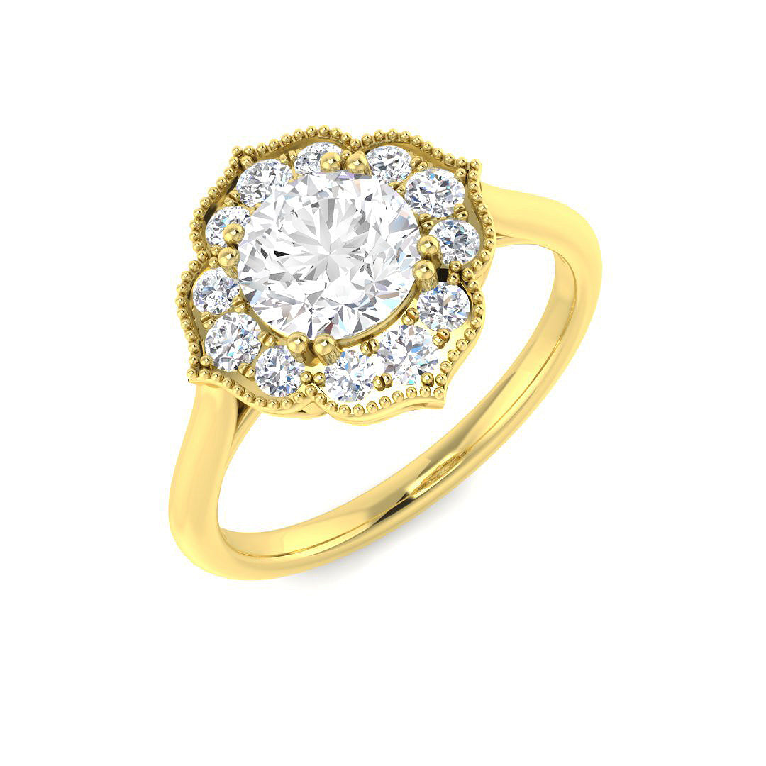 9ct Yellow Gold 1.39ct E VVS2 Laboratory Grown Cvd Old Cut Ring