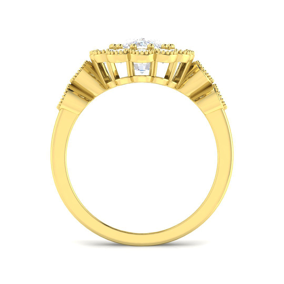 9ct Yellow Gold 2.93ct E VVS2 Laboratory Grown Cvd Old Cut Ring