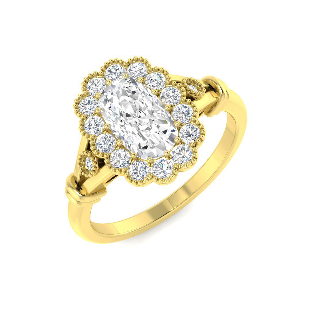 9ct Yellow Gold 1.45ct D VS1 Laboratory Grown Cvd Old Cut Ring