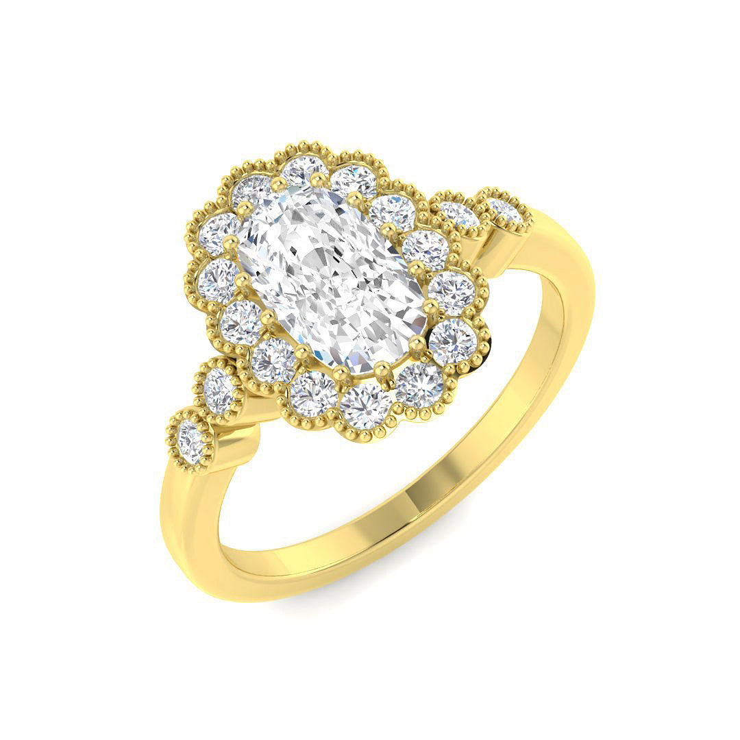 9ct Yellow Gold 1.49ct E VVS2 Laboratory Grown Cvd Old Cut Ring