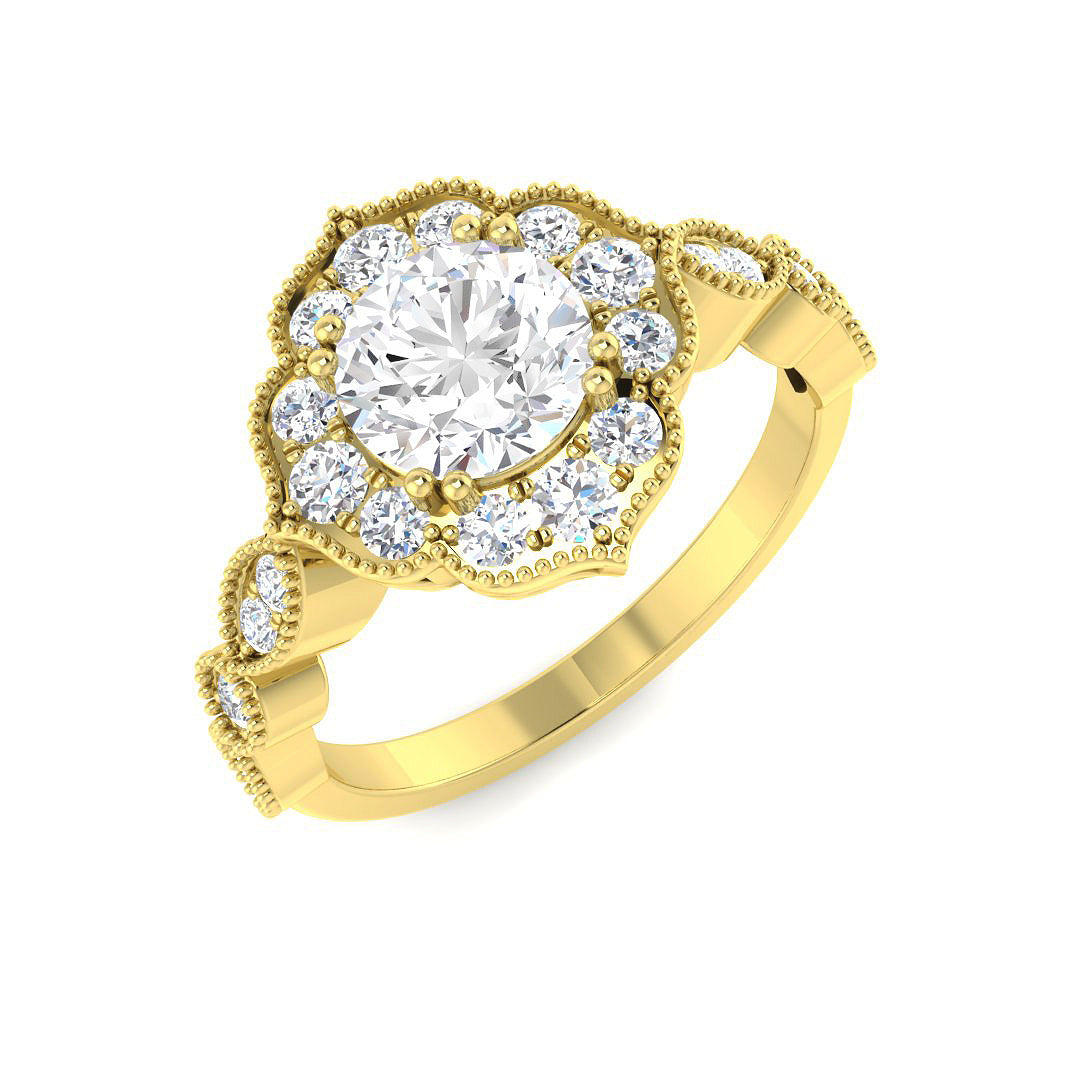 9ct Yellow Gold 1.54ct D VVS2 Laboratory Grown Cvd Old Cut Ring