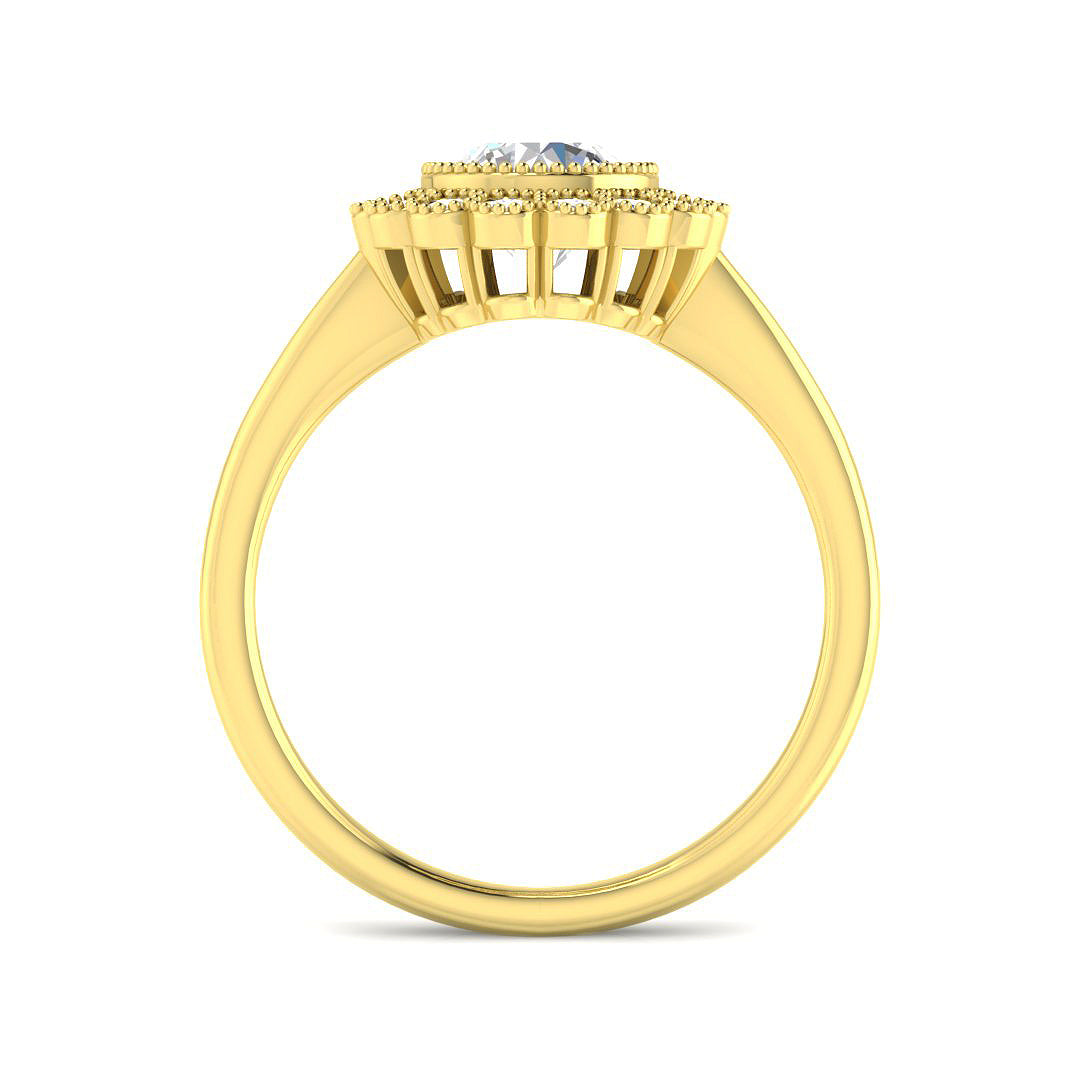 9ct Yellow Gold 1.37ct D VVS2 Laboratory Grown Cvd Old Cut Ring