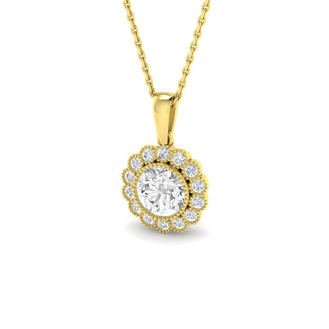 9ct Yellow Gold 1.28ct D VVS2 Laboratory Grown Cvd Old Cut Pendant