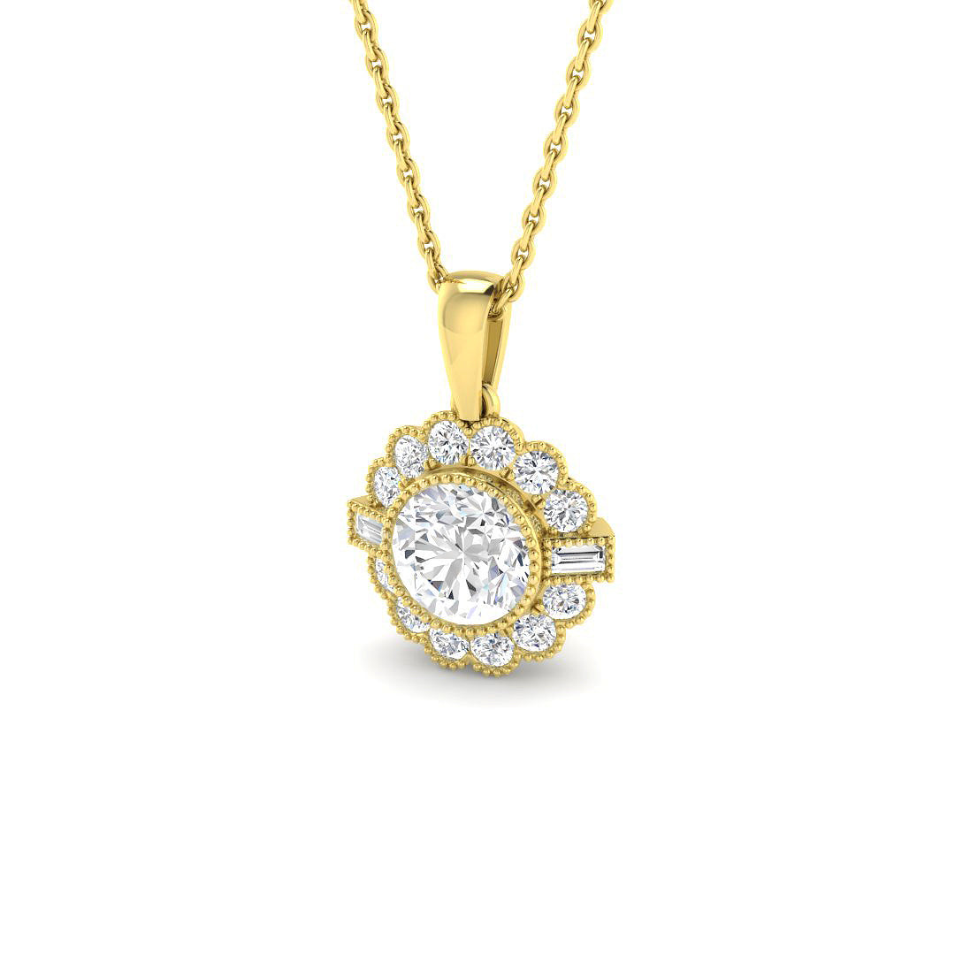 9ct Yellow Gold 1.42ct E VVS2 Laboratory Grown Cvd Old Cut Pendant