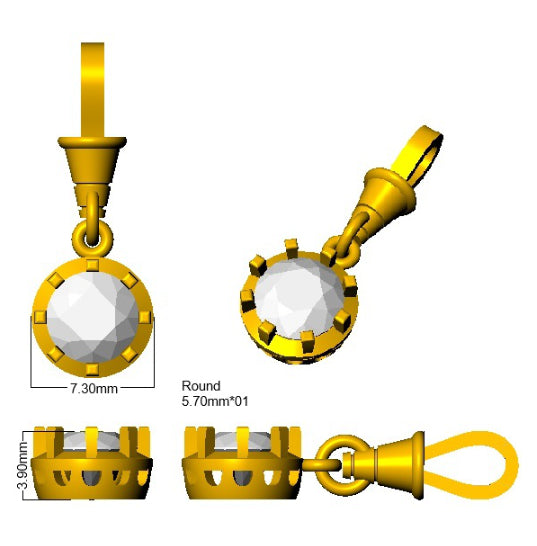 9ct Yellow Gold 0.77ct Laboratory Grown CVD Pendant
