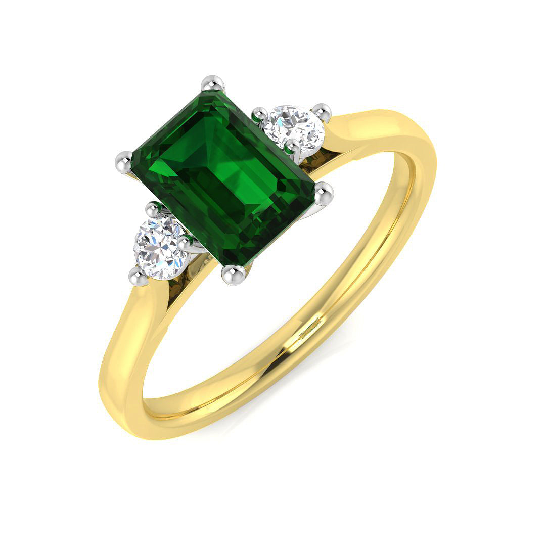 18ct Two-Tone Gold 1.00ct Emerald Ring