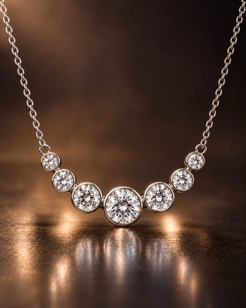 AI-generated concept: platinum crescent diamond pendant necklace