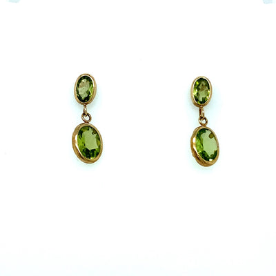 Peridot Yellow Gold Drop Earrings