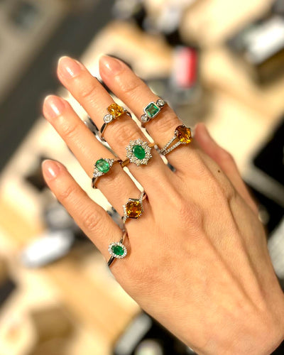Emerald and Citrine rings 💚🤍🧡