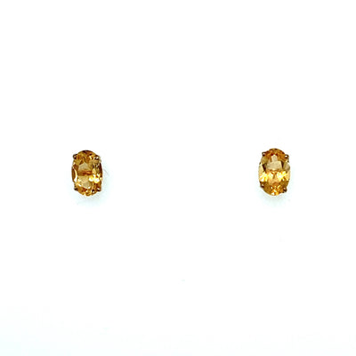Yellow Gold Citrine Stud Earrings
