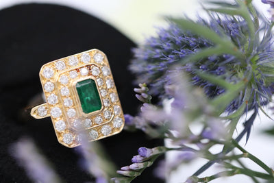 Emerald and Diamond Vintage Ring