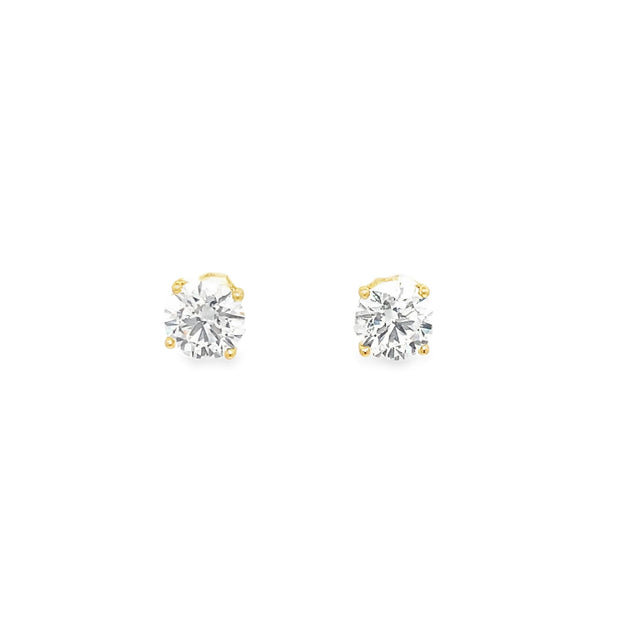 3.04ct Total Lab Grown Round Brilliant Cut Diamond Studs Set In 18ct Yellow Gold