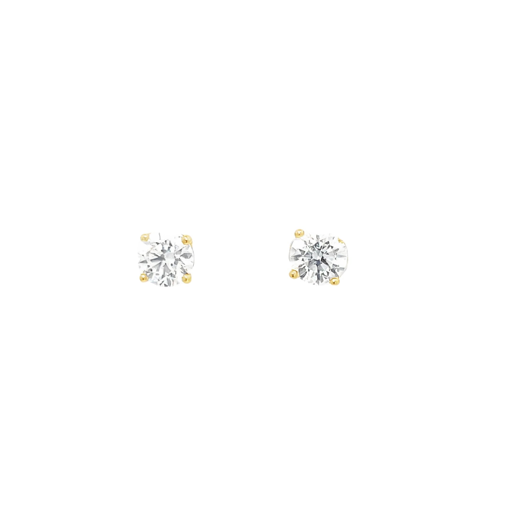 2.18ct Total Lab Grown Diamond Round Brilliant Cut Diamond Studs Set In 18ct Yellow Gold