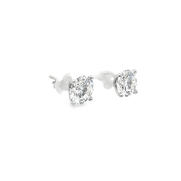 4.14ct Lab Grown Diamond Round Brilliant Cut Studs Set In 18ct White Gold