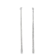 0.89ct Natural Round Brilliant Cut Diamond Stick Drop Earrings Set in 18ct White Gold