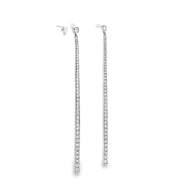 0.89ct Natural Round Brilliant Cut Diamond Stick Drop Earrings Set in 18ct White Gold