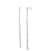 0.89ct Natural Round Brilliant Cut Diamond Stick Drop Earrings Set in 18ct White Gold