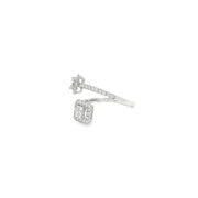 0.68ct Natural Princess And Round Brilliant Cut Diamond Cluster Ring Set In 18ct White Gold