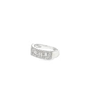 1.10ct Natural Baguette And Round Brilliant Cut Diamond Cluster Ring Set In 9ct White Gold