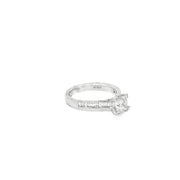 1.00ct Natural Princess Cut Diamond Engagement Ring Set In Platinum