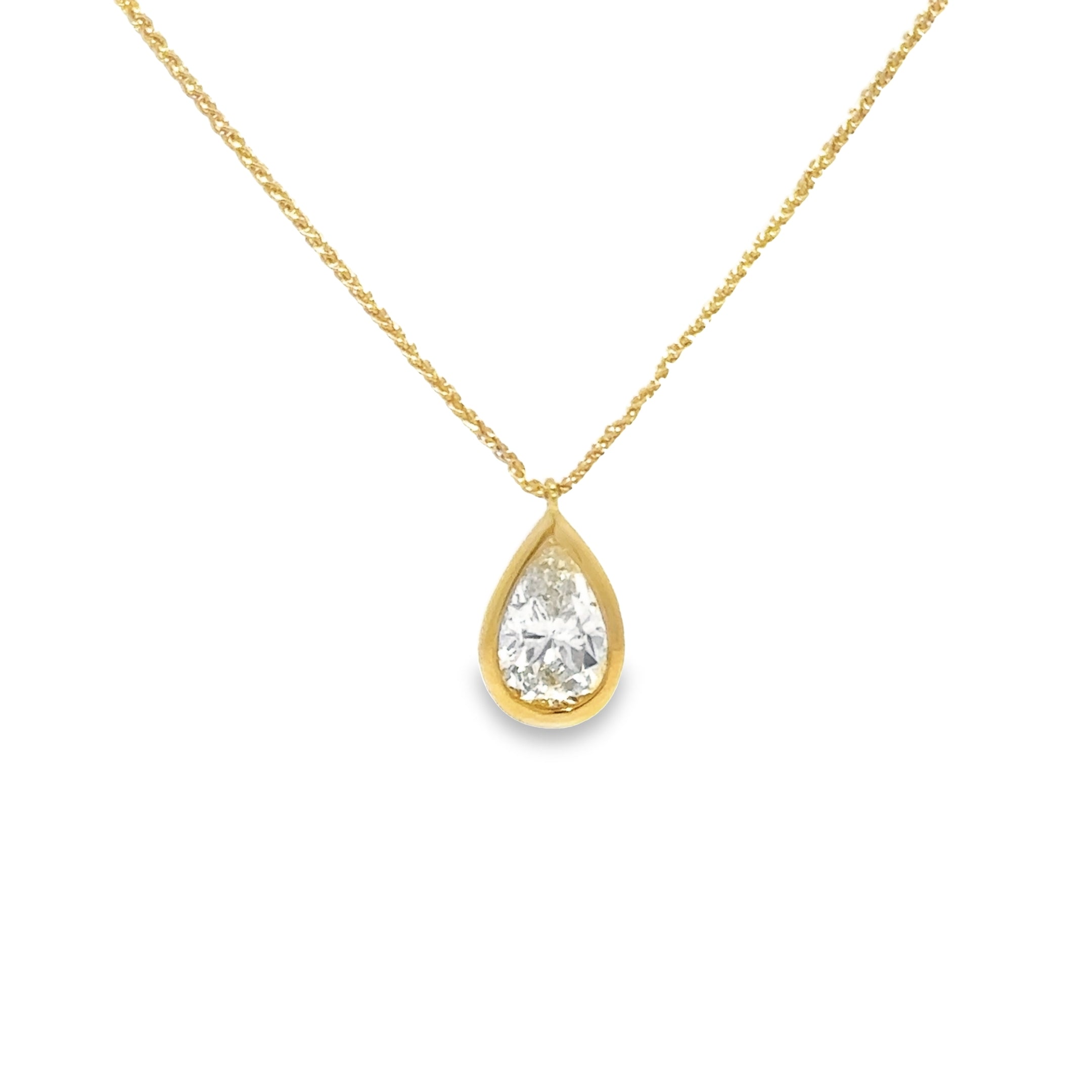 1.20ct Natural Yellow Pear Cut Diamond Necklace Set In 18ct Yellow Gold