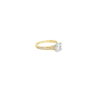 1.00ct Natural Round Brilliant Cut Diamond Engagement Ring Set In 18ct Yellow Gold