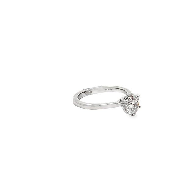 1.17ct Natural Round Brilliant Cut Diamond Engagement Ring Set In Platinum