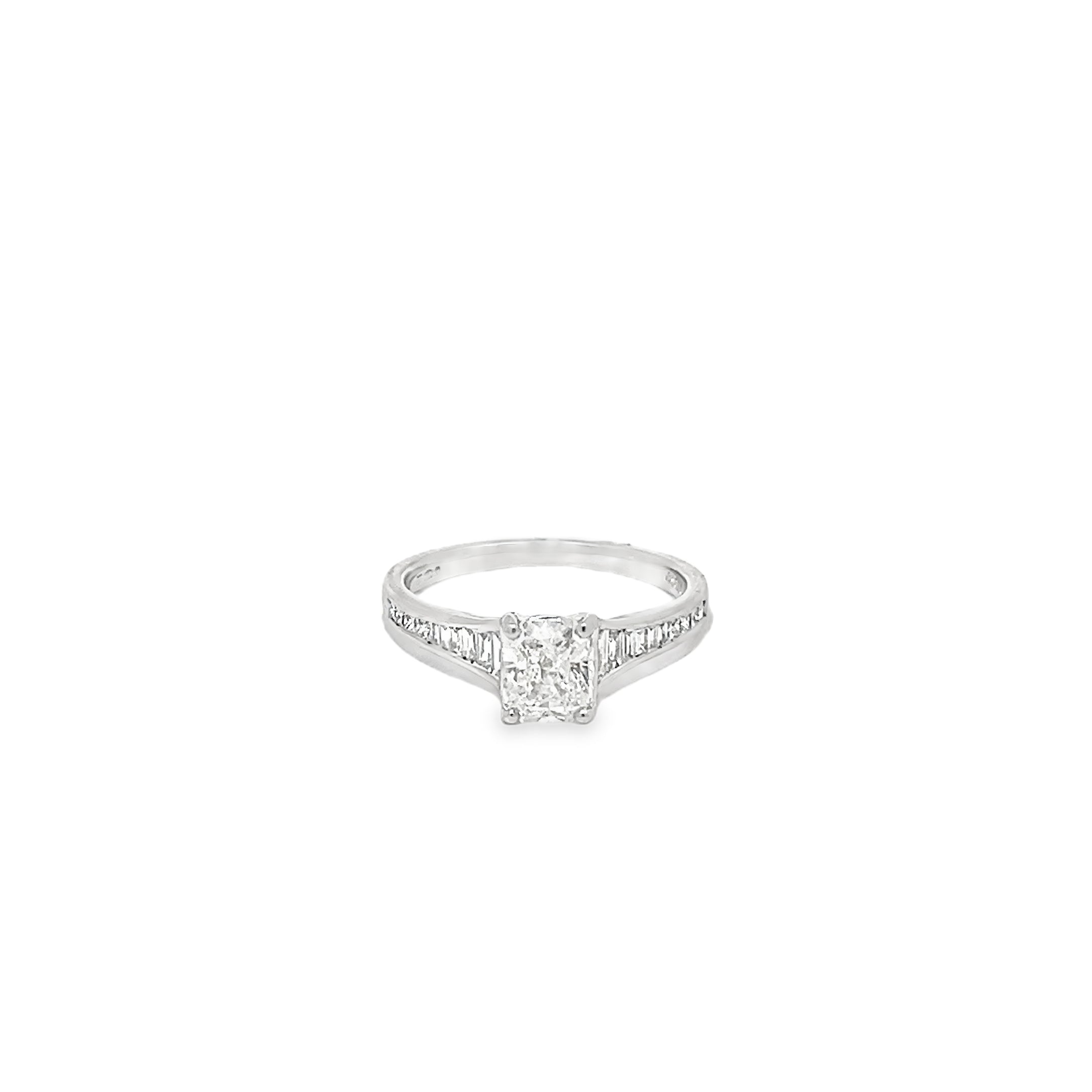 1.20ct Natural Radiant Cut Diamond Engagement Ring Set In Platinum