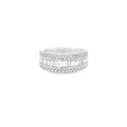 1.13ct Natural Baguette and Round Brilliant Diamond Cluster Ring Set In 18ct White Gold