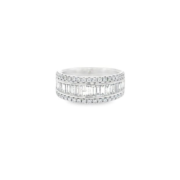 Baguette and Round Brilliant Diamond Cluster Ring | hamlingtons