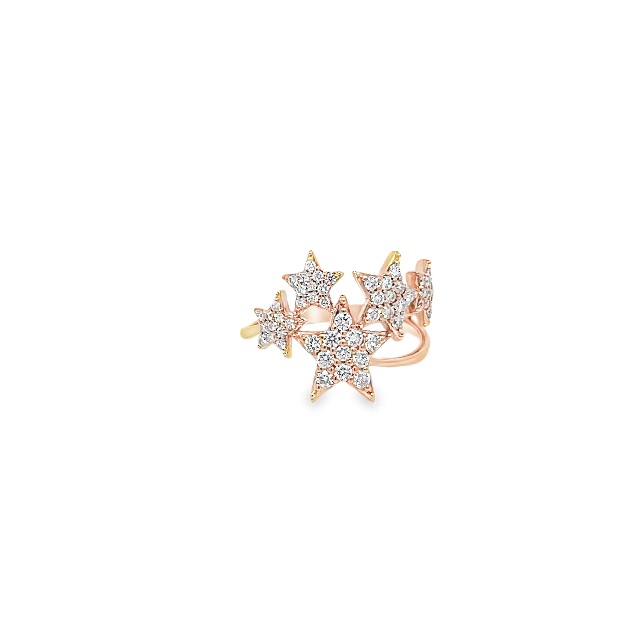 0.53ct Natural Round Brilliant Cut Diamond Star Cluster Ring Set In 18ct Rose Gold
