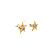 0.34ct Natural Round Brilliant Cut Diamond Star Shape Earrings Set In 18ct Yellow Gold