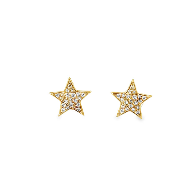 0.34ct Natural Round Brilliant Cut Diamond Star Shape Earrings Set In 18ct Yellow Gold