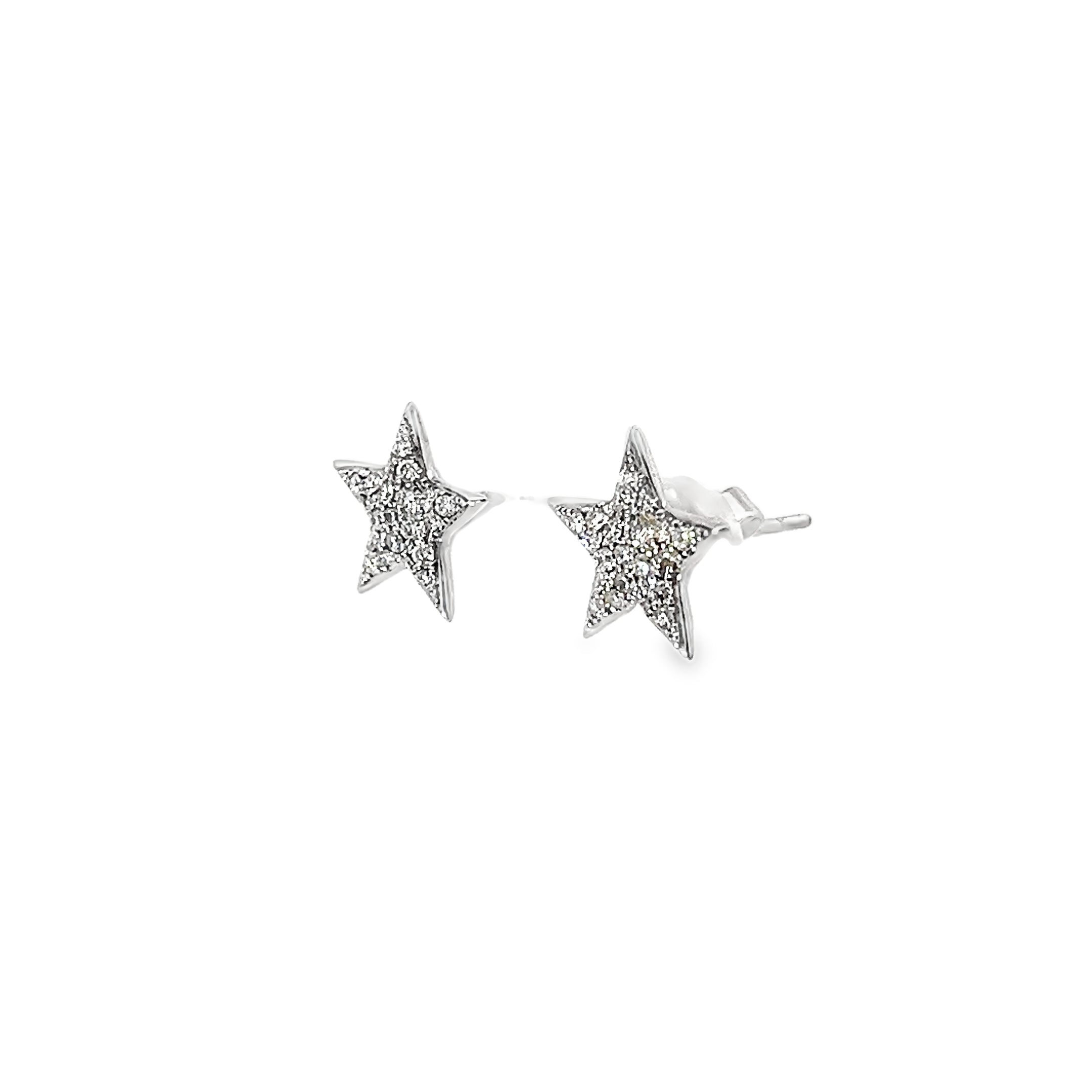 0.34ct Natural Round Brilliant Cut Diamond Star Shape Earrings Set In 18ct White Gold